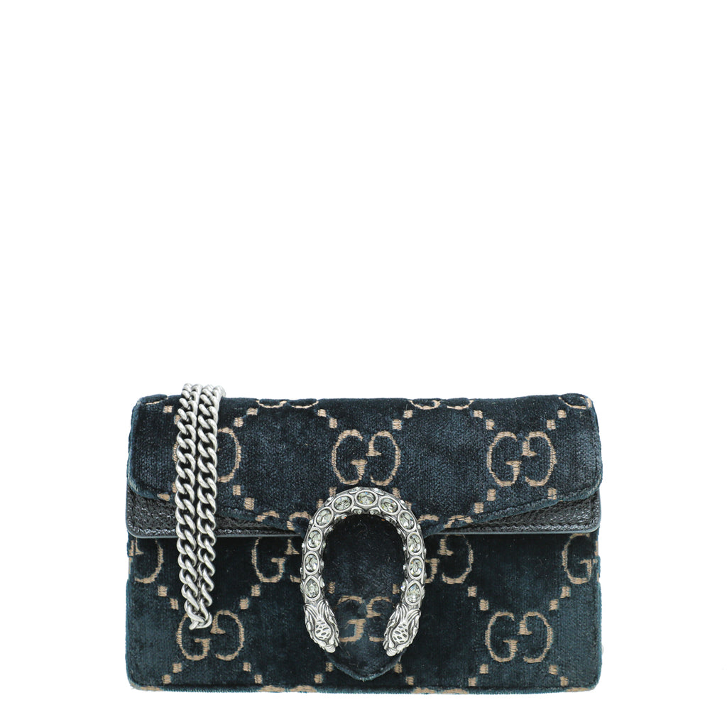 Gucci Navy Blue Velvet Dionysus Super Mini Bag – THE CLOSET