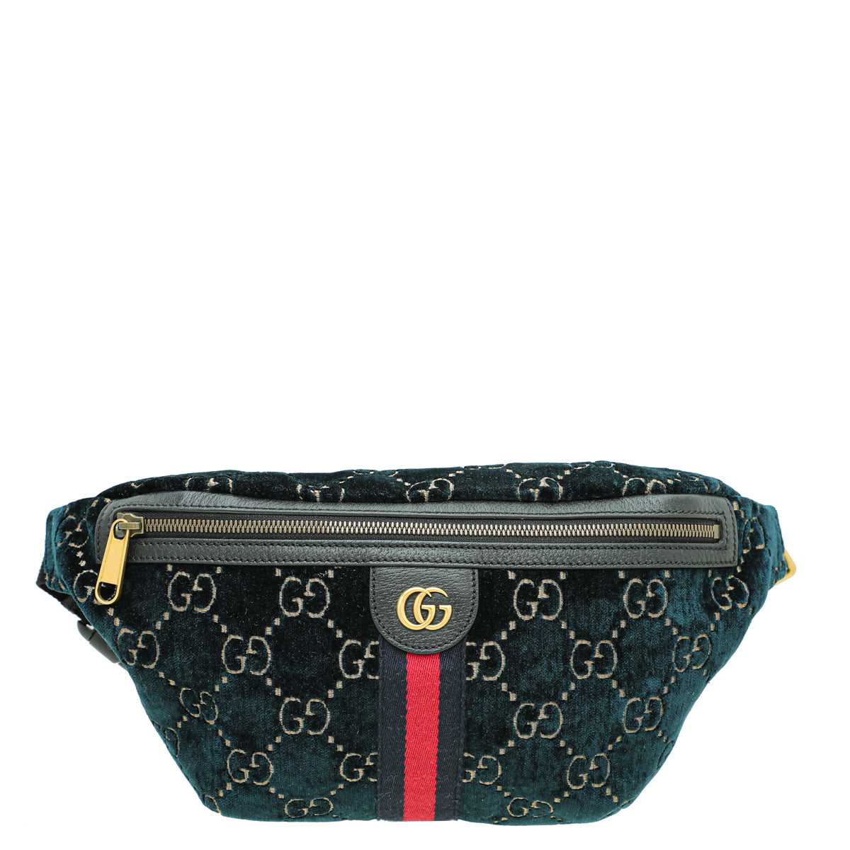 Gucci Petrolum Blue Velvet GG Web Belt Bag-Gucci-THE CLOSET