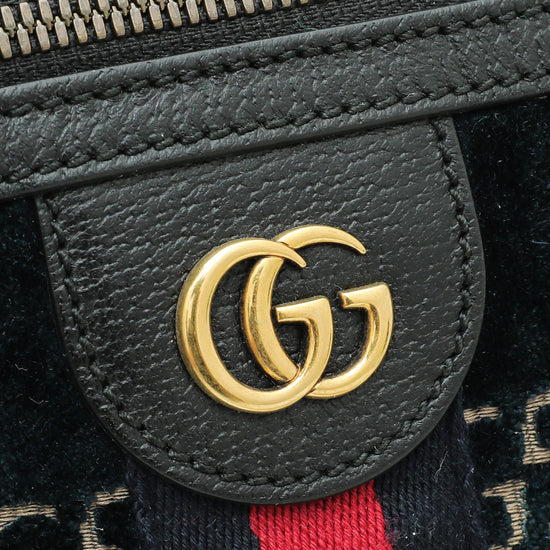 Gucci Petrolum Blue Velvet GG Web Belt Bag