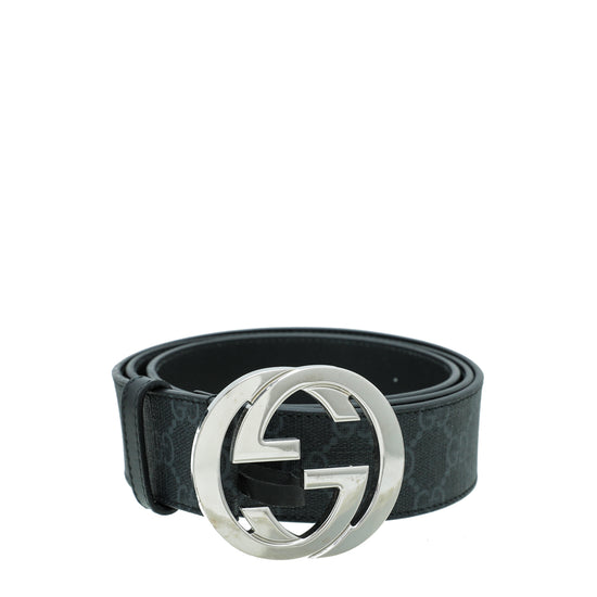 Gucci Black GG Supreme Interlocking G Belt 40