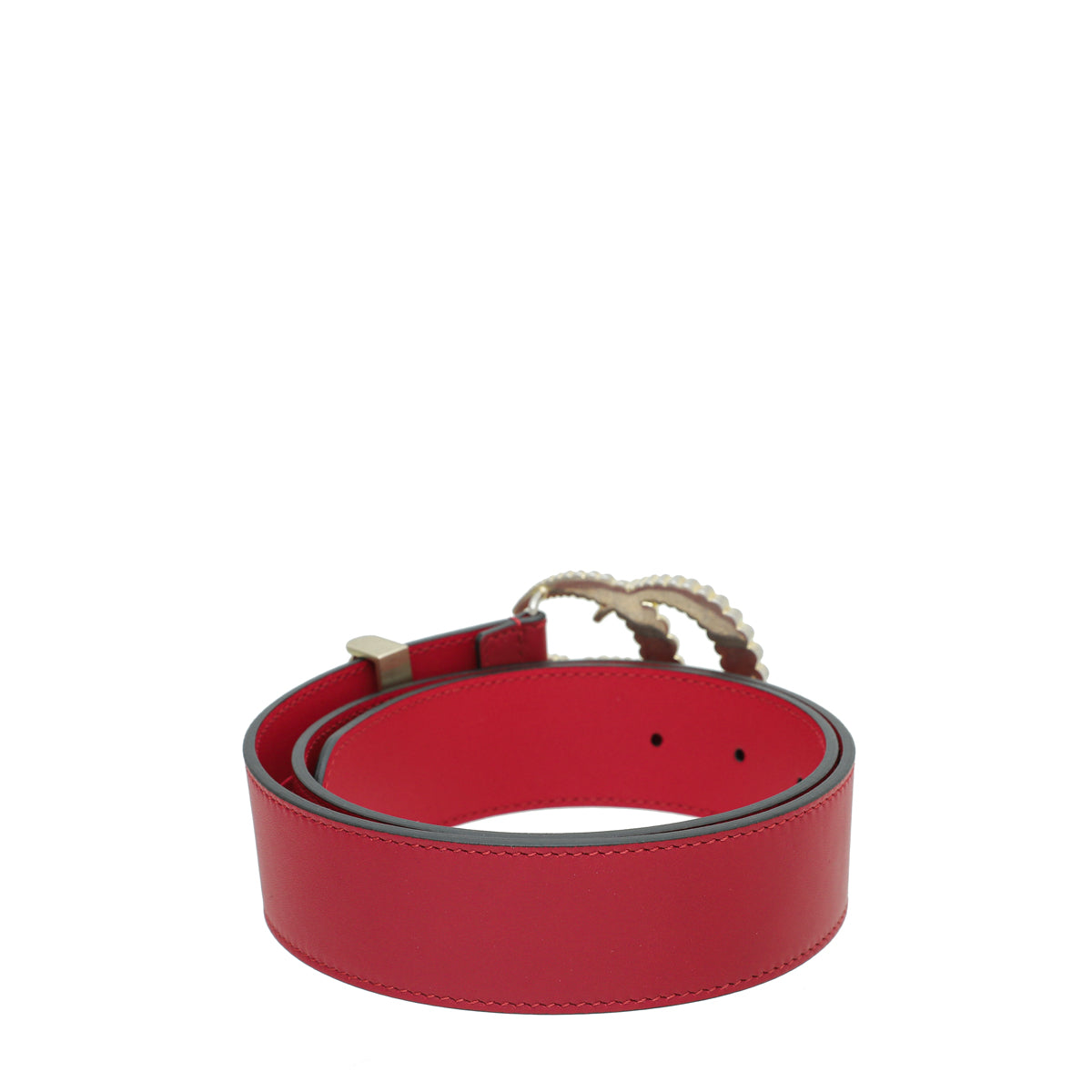 Gucci Red Double G Torchon Belt 32