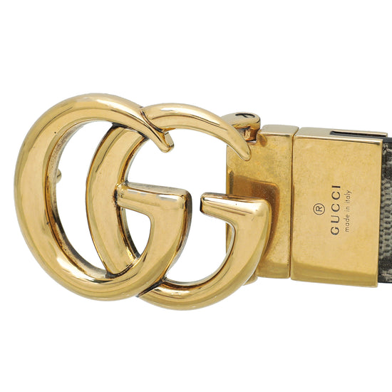 Gucci Biolor GG Supreme Reversible GG Marmont Belt 36