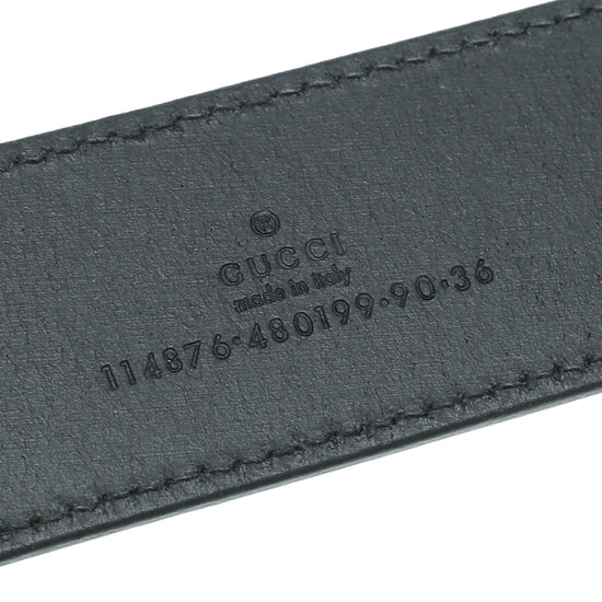 Gucci Black Double G Leather Belt 36