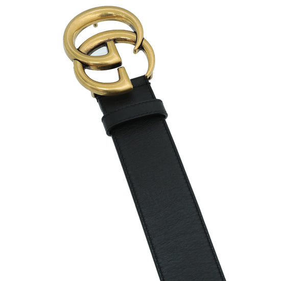 Gucci Black Double G Buckle 2015 Re-Edition Wide Belt 30