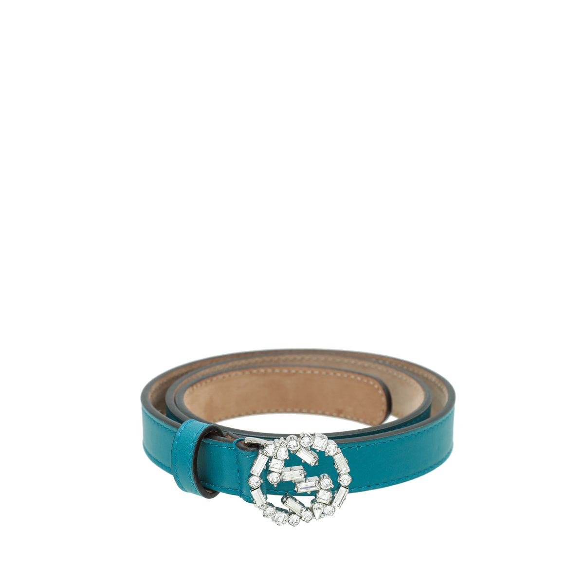 Gucci Turquoise Crystal Interlocking G Belt 28-Gucci-THE CLOSET