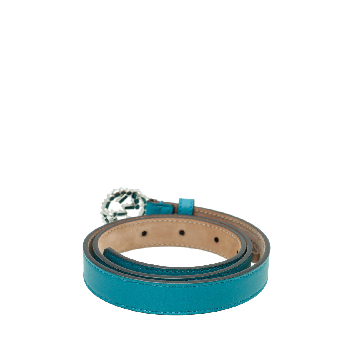 Gucci Turquoise Crystal Interlocking G Belt 28-Gucci-THE CLOSET