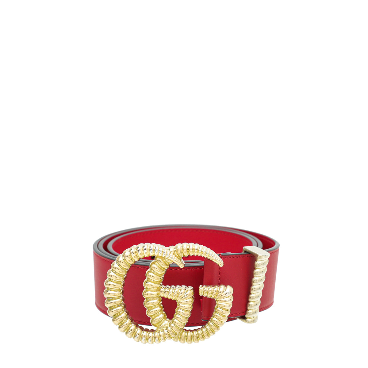 Gucci Red Double G Torchon Leather Belt 36-Gucci-THE CLOSET