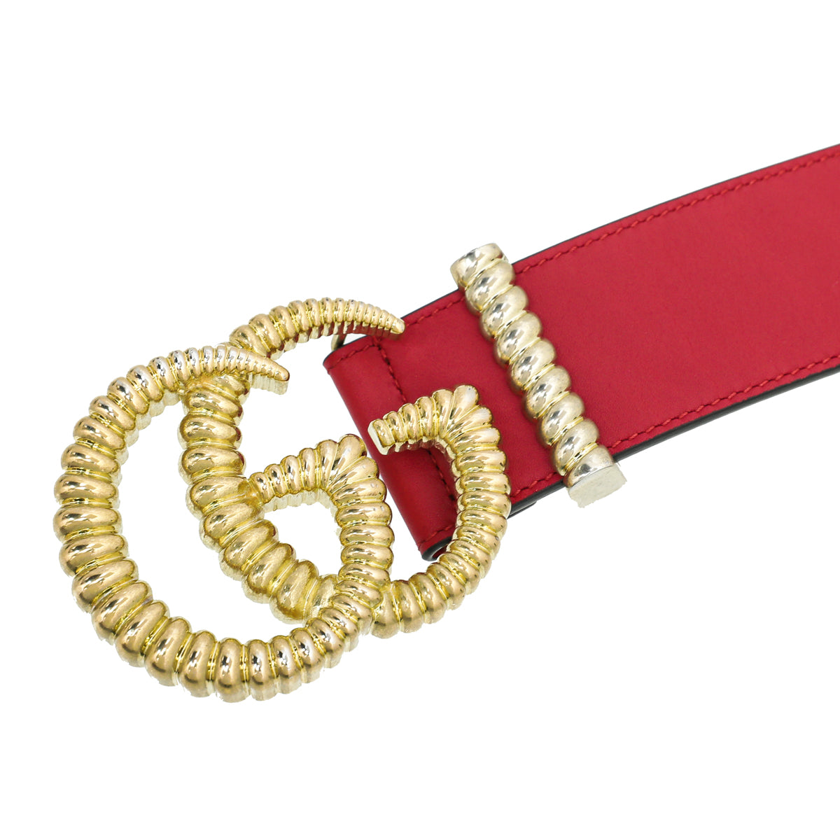 Gucci Red Double G Torchon Leather Belt 36