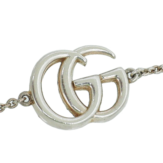 Gucci Sterling Silver GG Flower MOP Crystal Bracelet 16