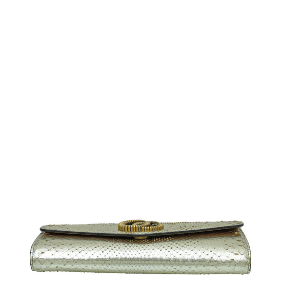 Gucci Gold Snakeskin GG Broadway Clutch