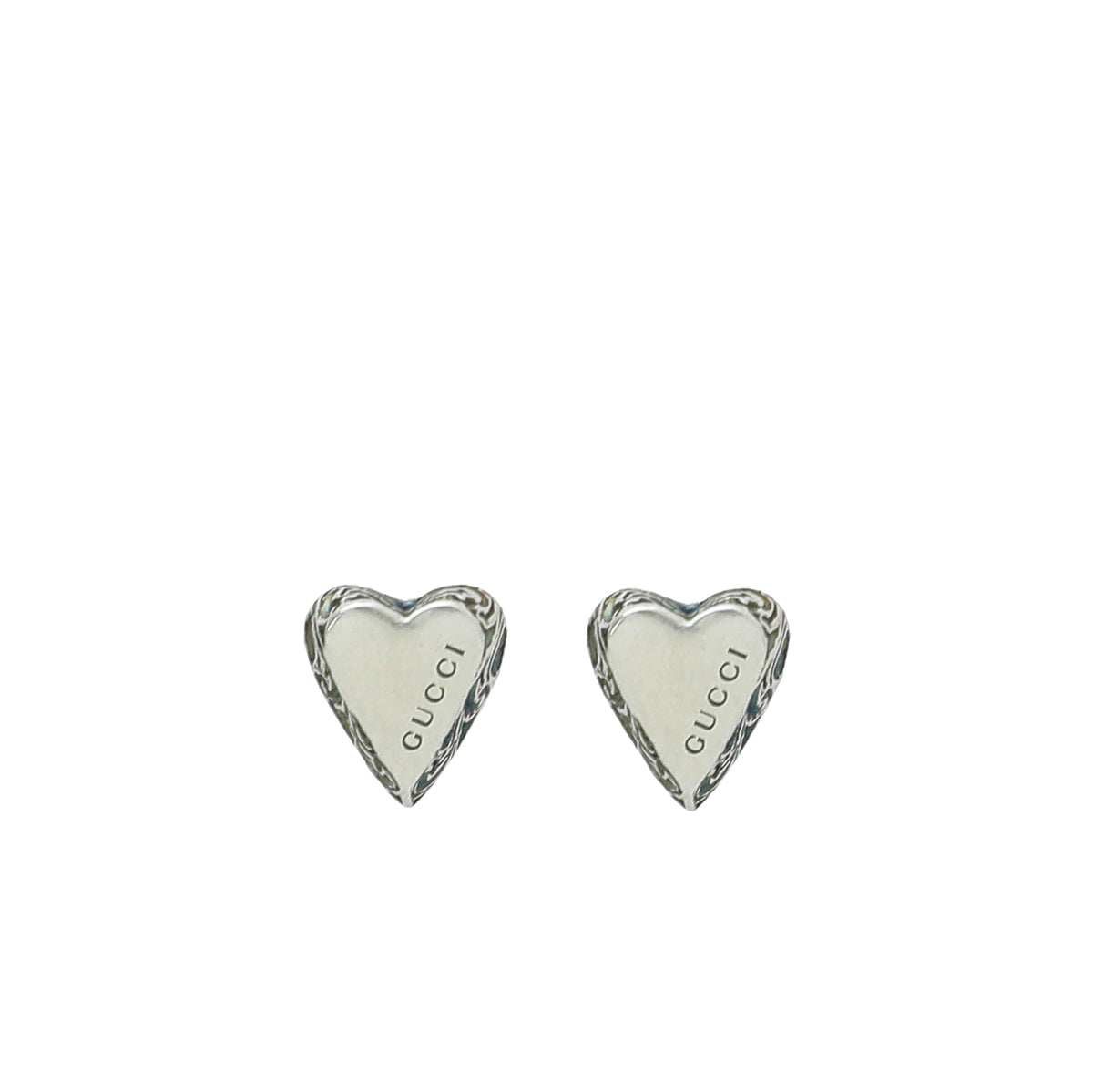 Gucci Silver Logo Heart Studs Mini Earrings