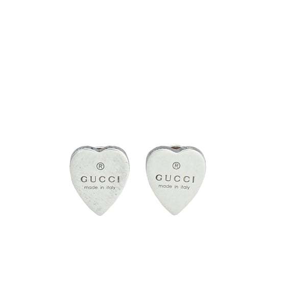 Gucci Silver Trademark Heart Earrings