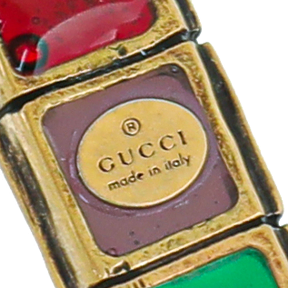 Gucci Multicolor Resin Gripoix Cross Small Pendant Necklace