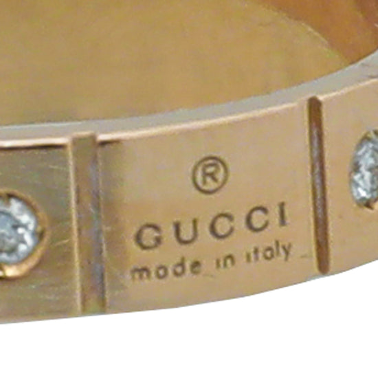 Gucci 18K Rose Gold GG Heart Diamond Ring 9