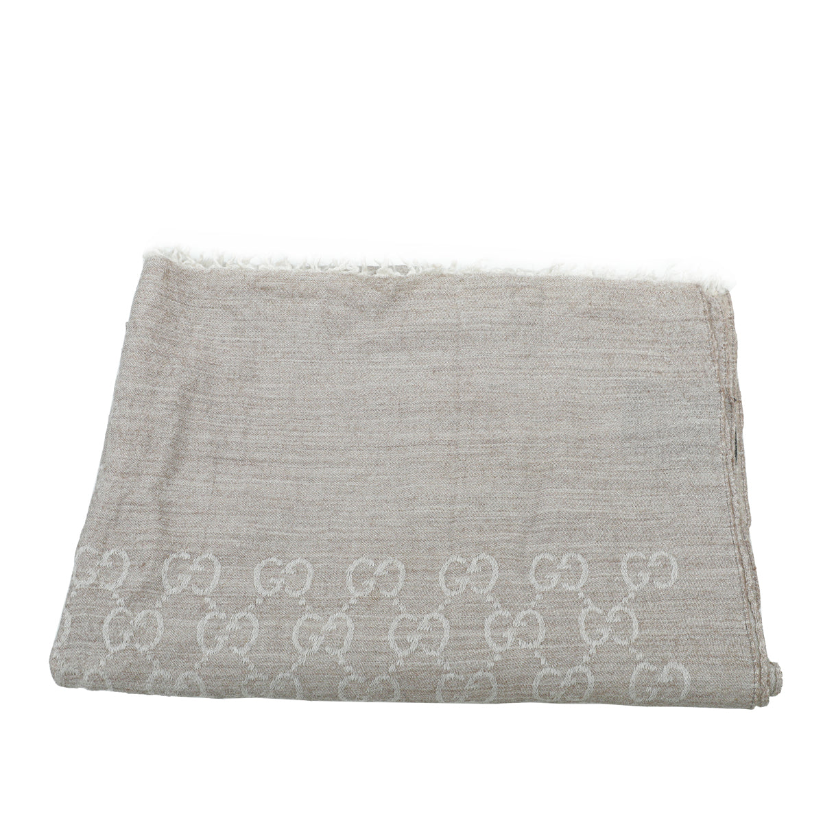 Gucci Beige GG Wool Silk Scarf-Gucci-THE CLOSET