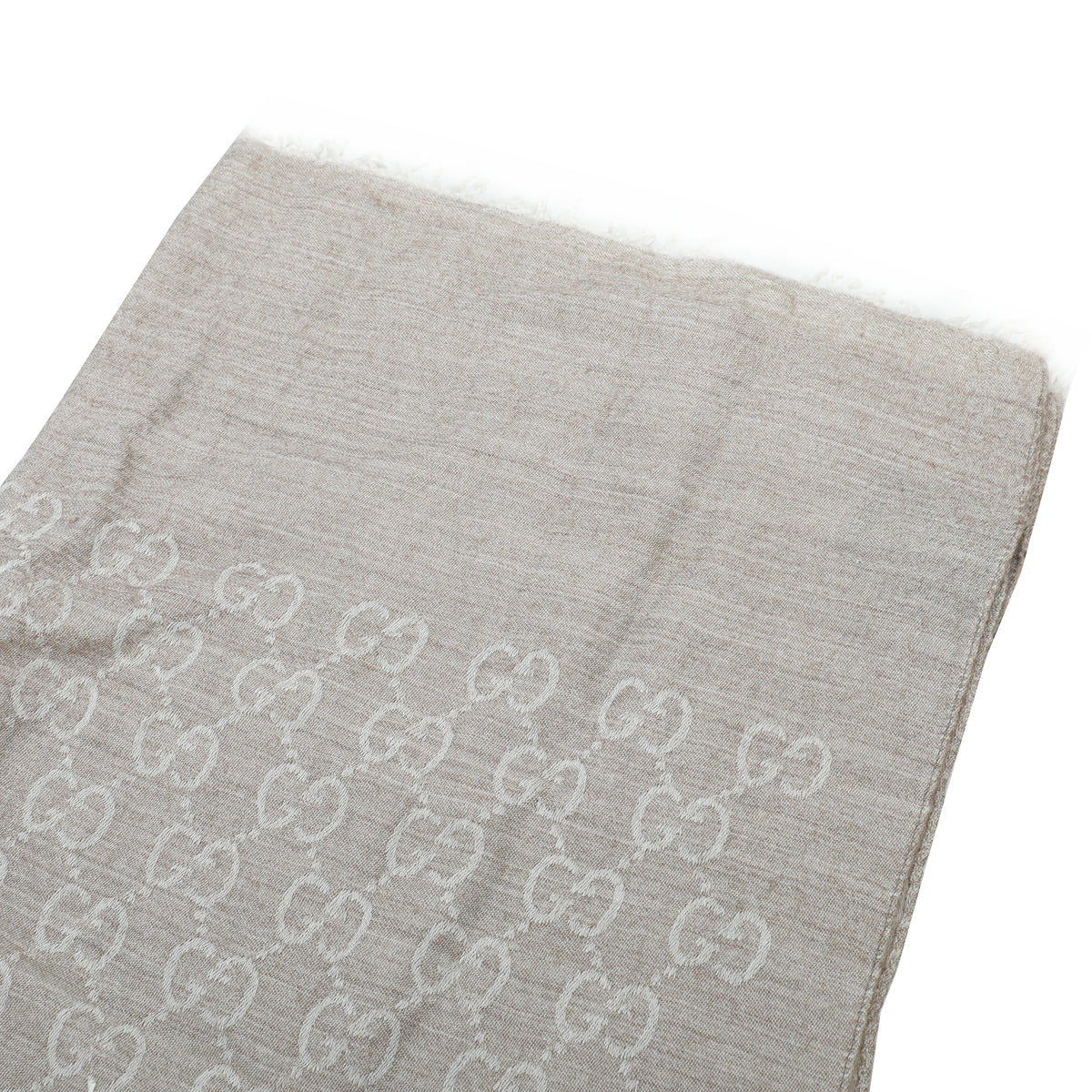 Gucci Beige GG Wool Silk Scarf-Gucci-THE CLOSET