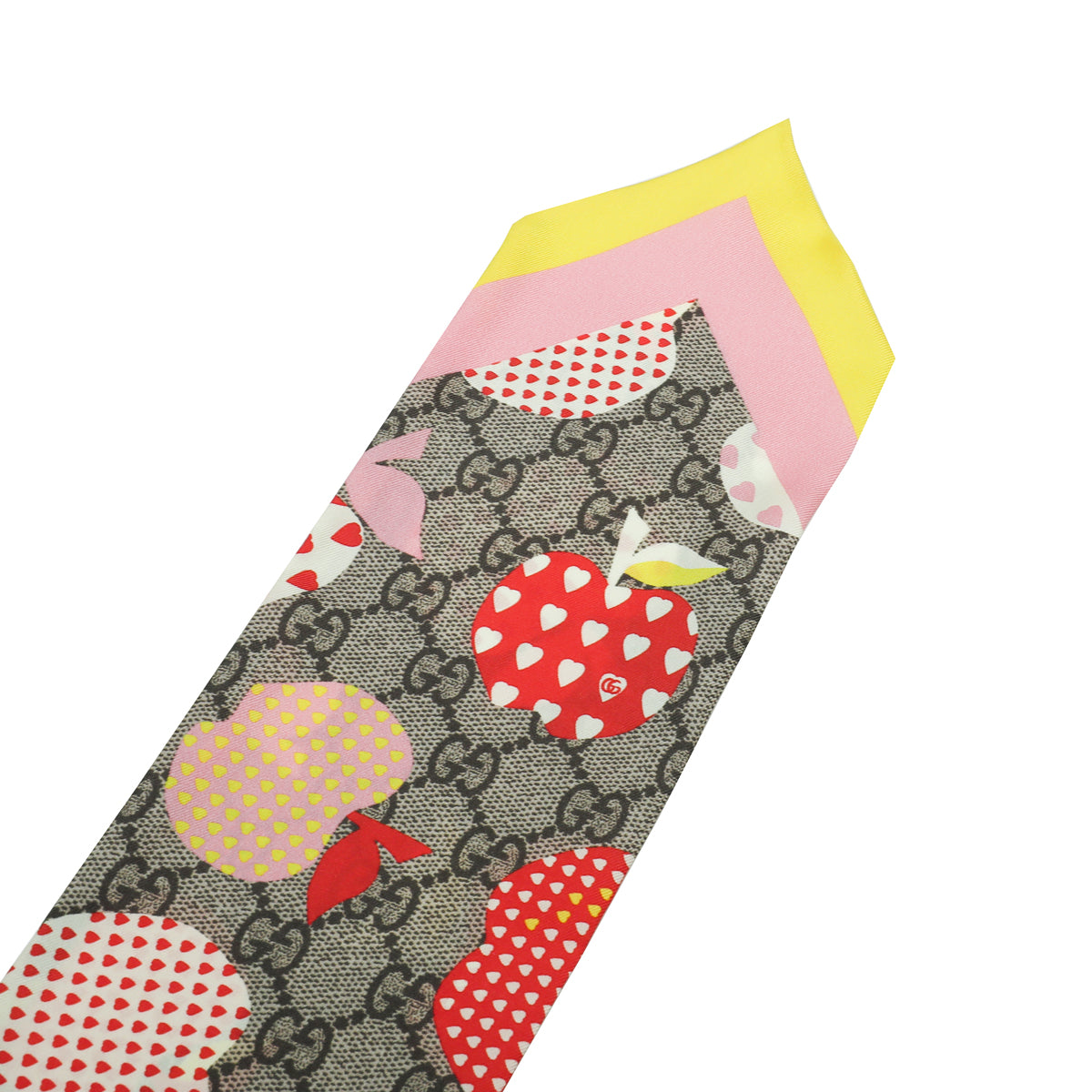 Gucci Ebony Multicolor Les Pommes Neck Bow Silk Scarf-Gucci-THE CLOSET