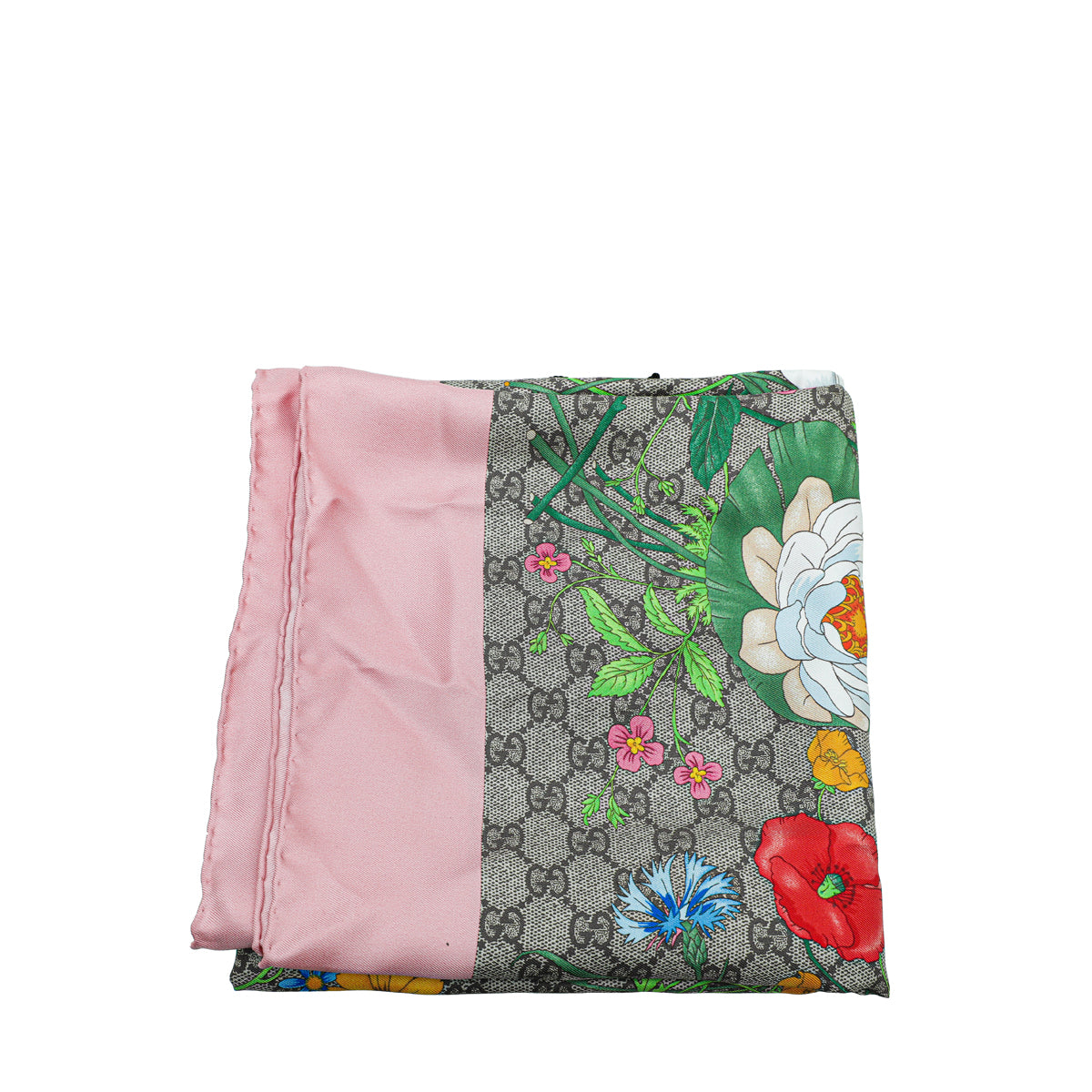 Gucci Ebony Multicolor GG Flora Print Silk Scarf-Gucci-THE CLOSET