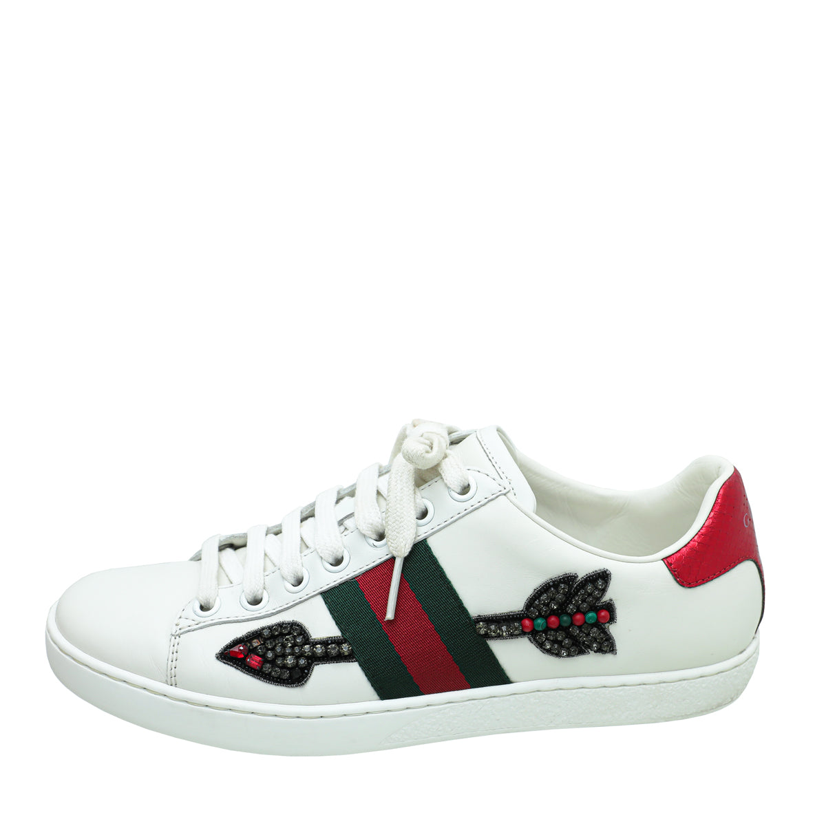 Gucci White Ace Embroidered Arrow Sneaker 36