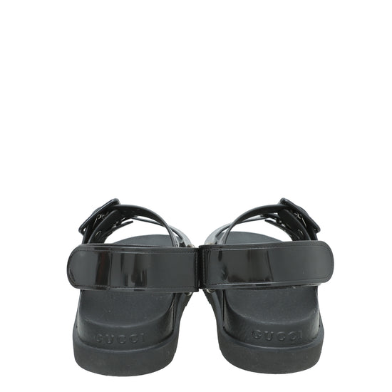 Gucci Black G Rubber Mini Double Sandal 34