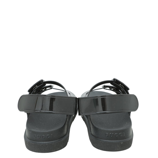 Gucci Black Mini Double G Rubber Sandal 38