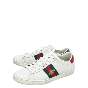 Gucci White Ace Bee Bee Sumproidered Sneaker 38