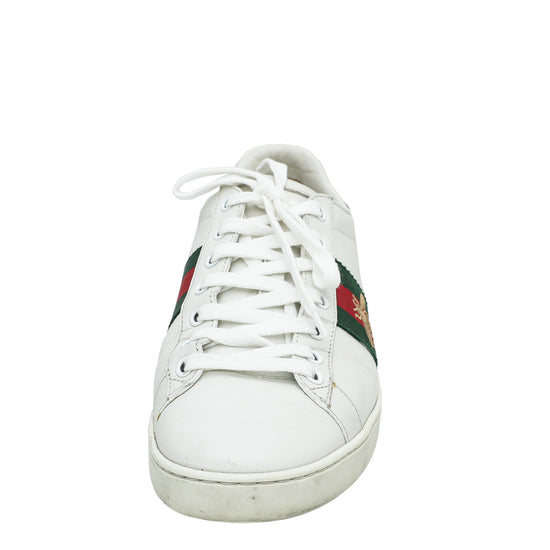 Gucci White Ace Bee Embroidered Sneaker 38