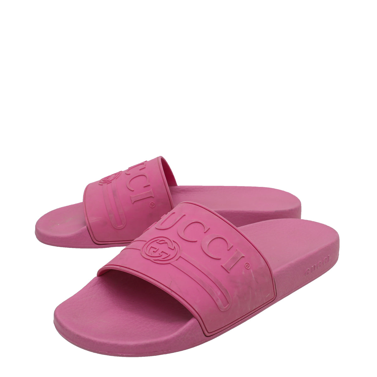 Gucci Pink Logo Rubber Slide Sandal 42-Gucci-THE CLOSET