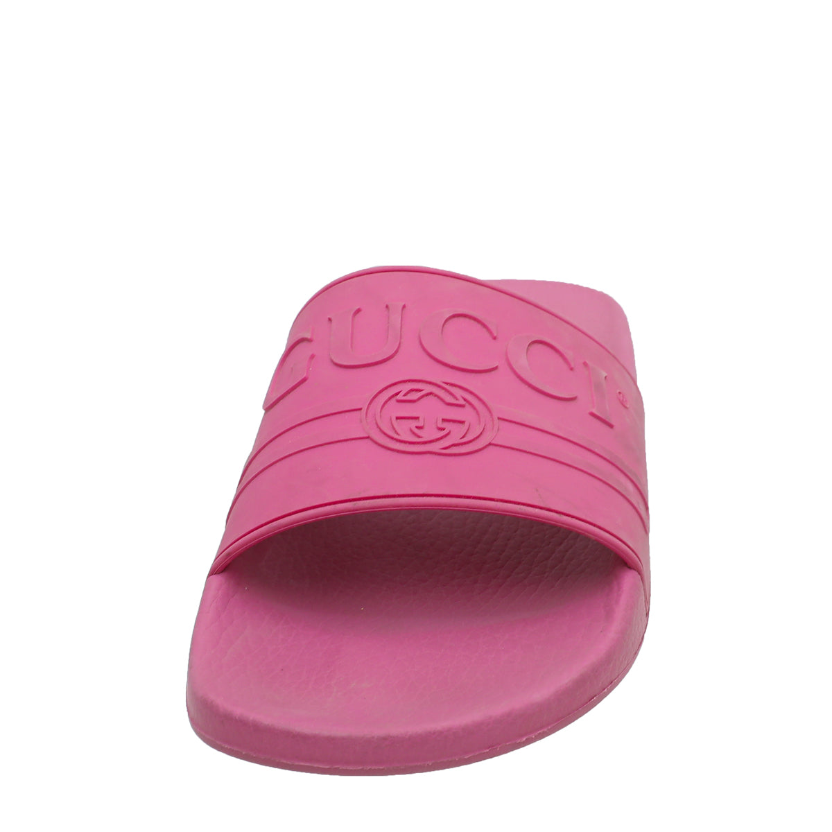 Gucci Pink Logo Rubber Slide Sandal 42-Gucci-THE CLOSET