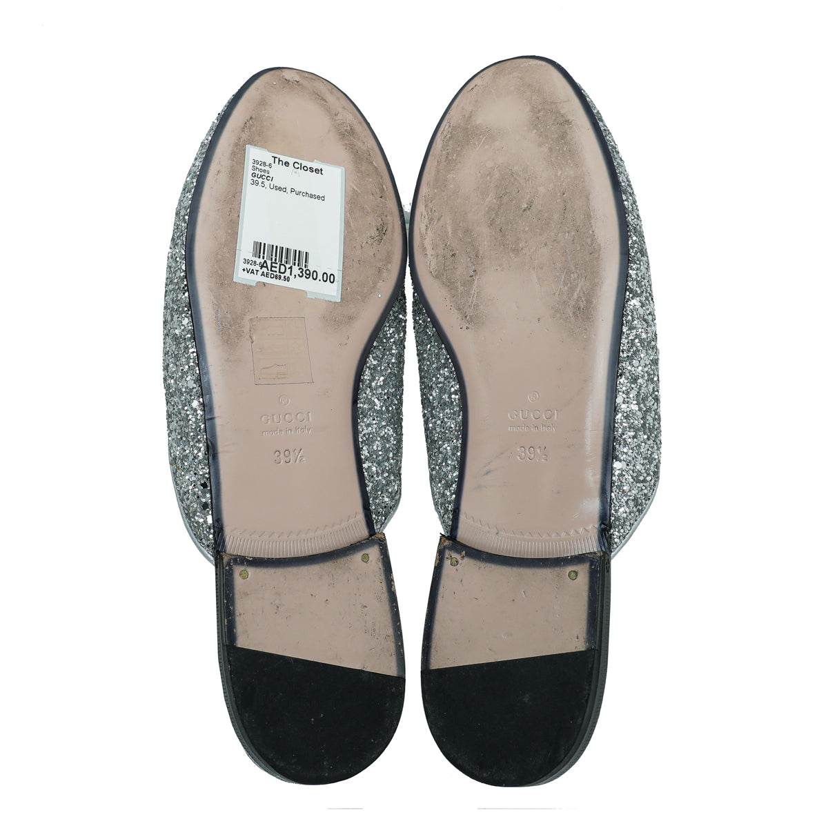 Gucci Silver Glitter Princetown Mules 39.5 – THE CLOSET