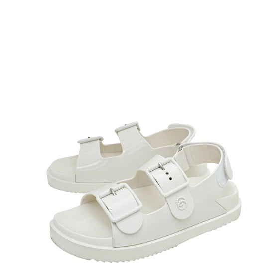 Gucci White Mini Double G Rubber Sandal 36