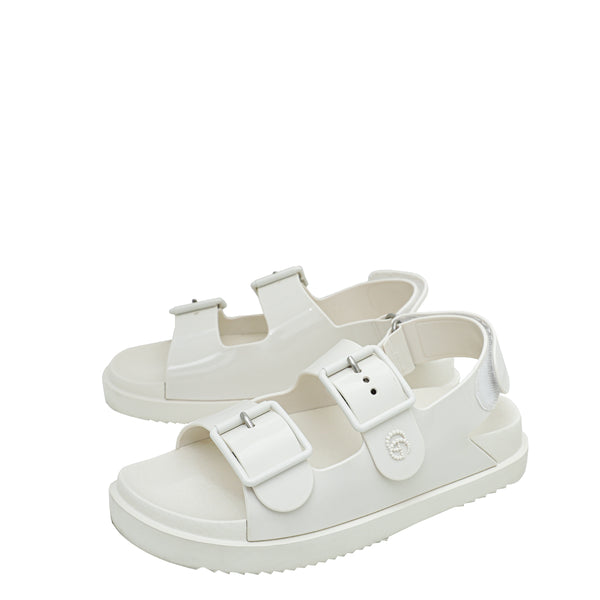 Gucci White Mini Double G Rubber Sandal 36 THE CLOSET