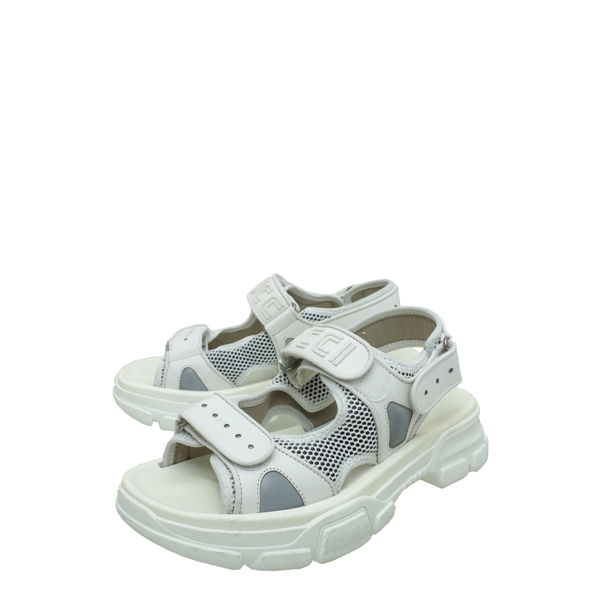 Gucci White Aguru Mesh Men's Sandal 8-Gucci-THE CLOSET