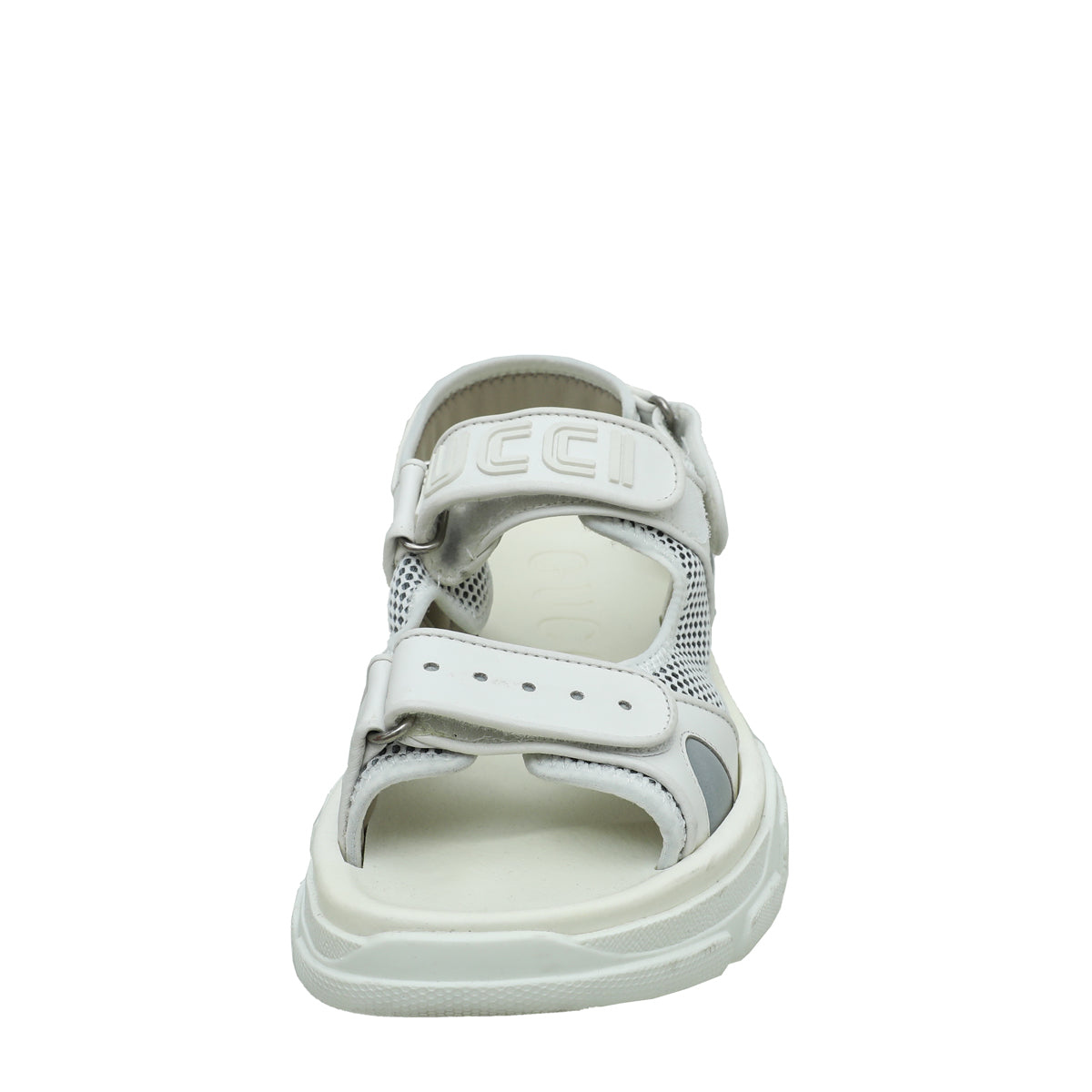 Gucci White Aguru Mesh Men's Sandal 8-Gucci-THE CLOSET
