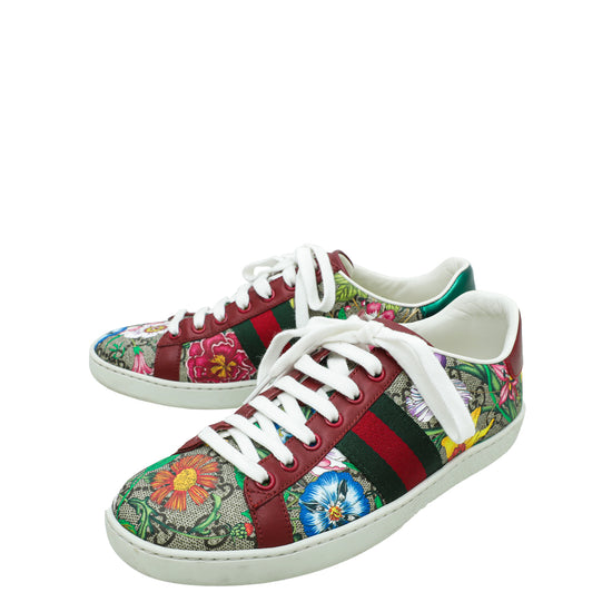 Gucci Ebony Multicolor GG Supreme Floral Print Ace Sneaker 36.5