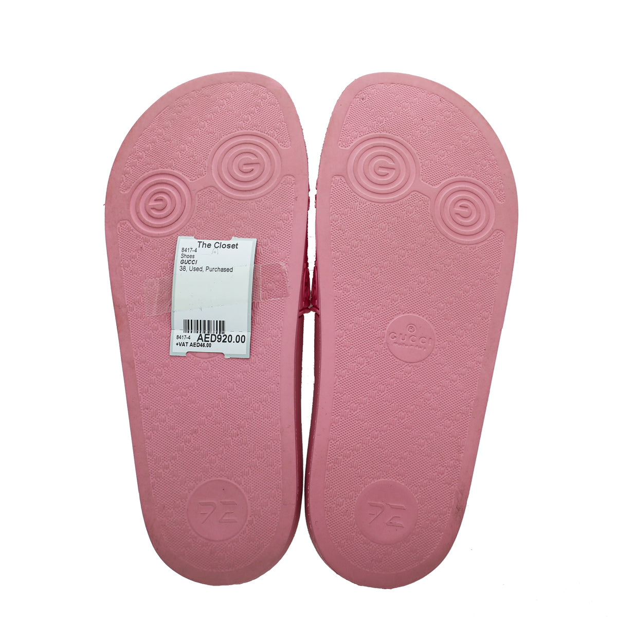 Gucci Pink GG Slide Rubber Sandal 38