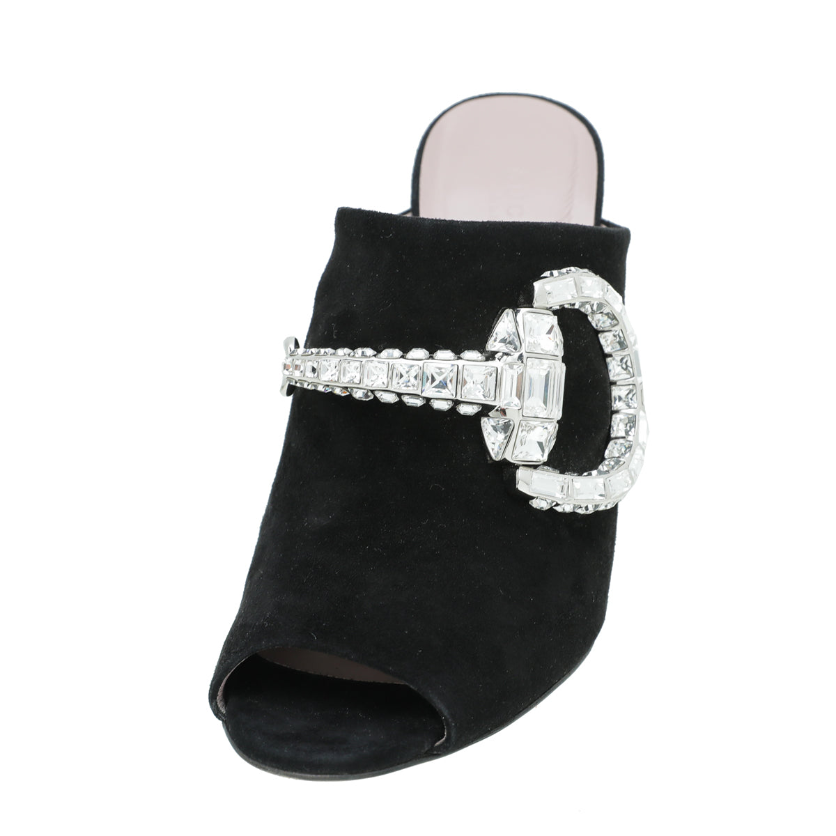 Gucci Black Suede Maxime Crystal Covered Horsebit Sandals 40.5-Gucci-THE CLOSET