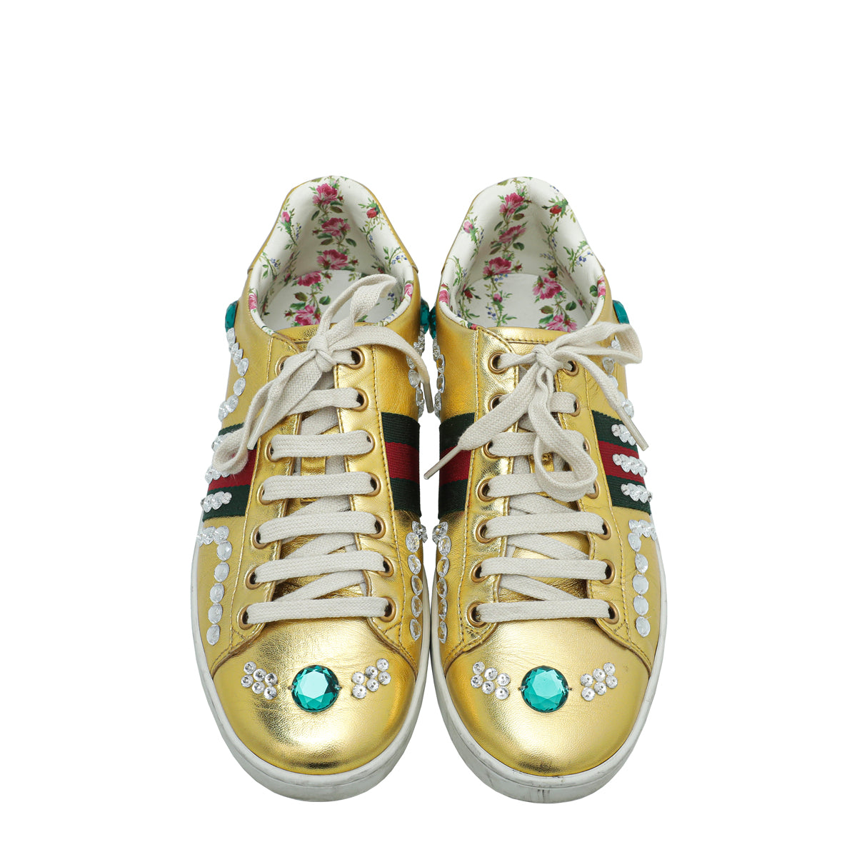 Gucci Gold Baskets Ace Strass Sneaker 39