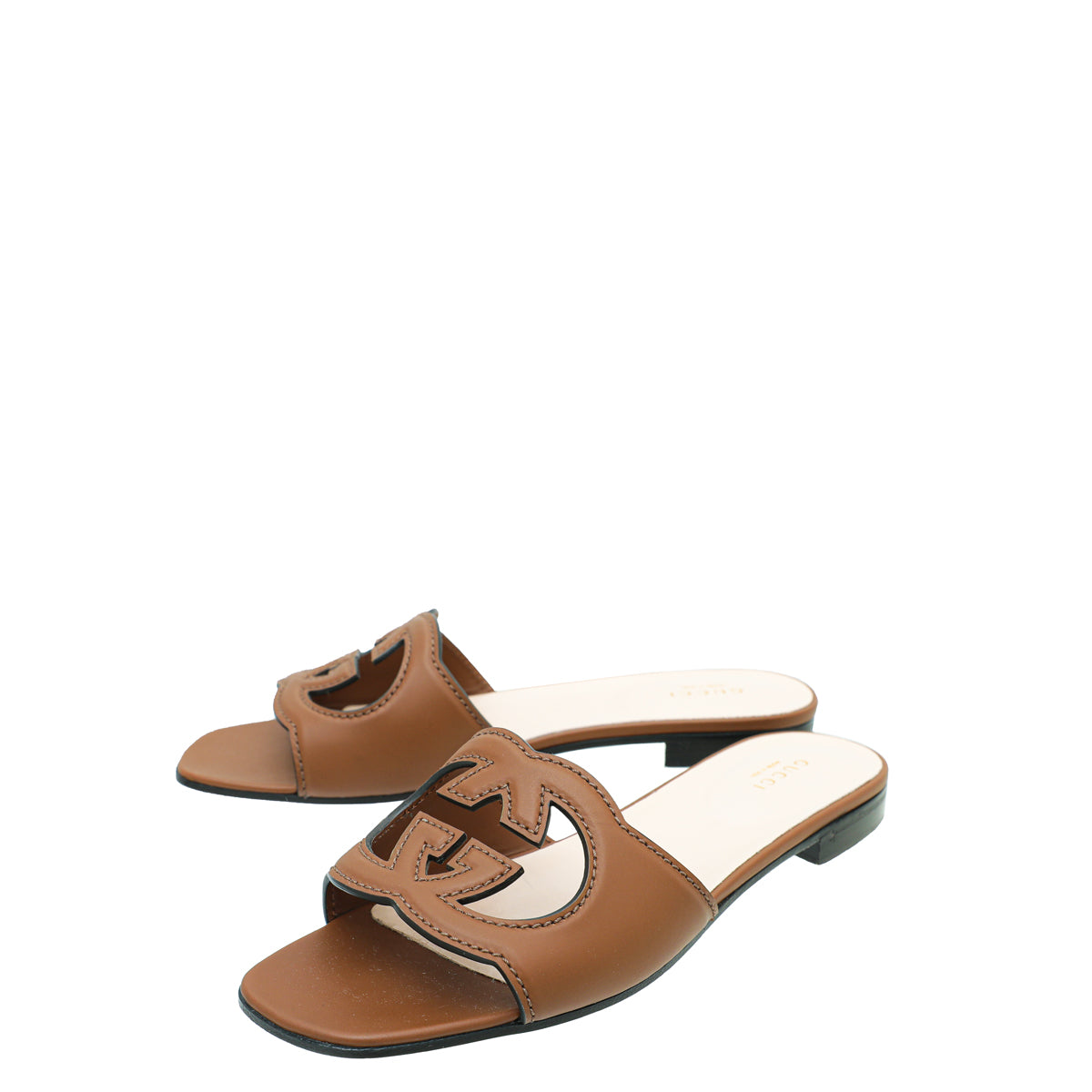Gucci Brown Interlocking G Cut Out Slide Sandal 39