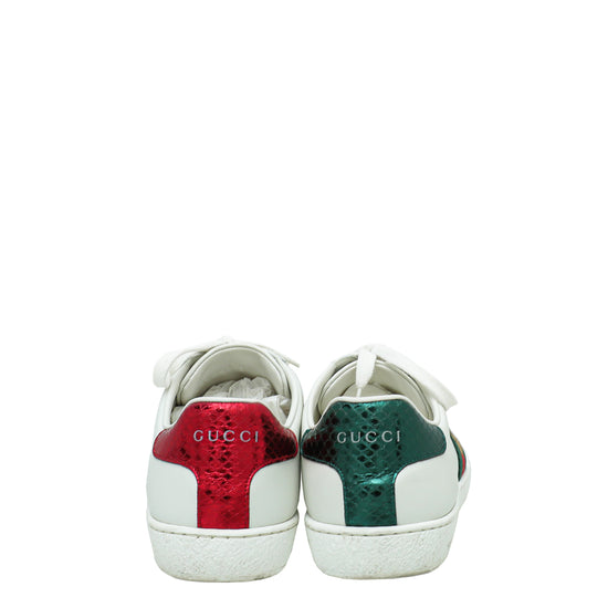 Gucci White Ace Bee Embroidered Sneakers 37