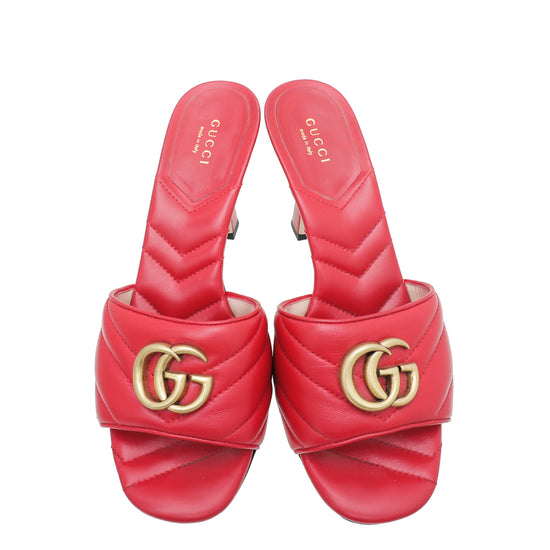 Gucci Red GG Marmont Slide Mules Sandal 38