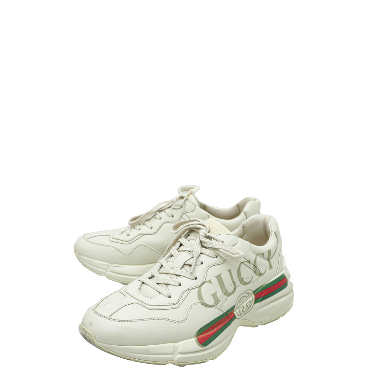 Gucci Ivory Men's Rhyton Gucci Logo Sneaker 40-Gucci-THE CLOSET
