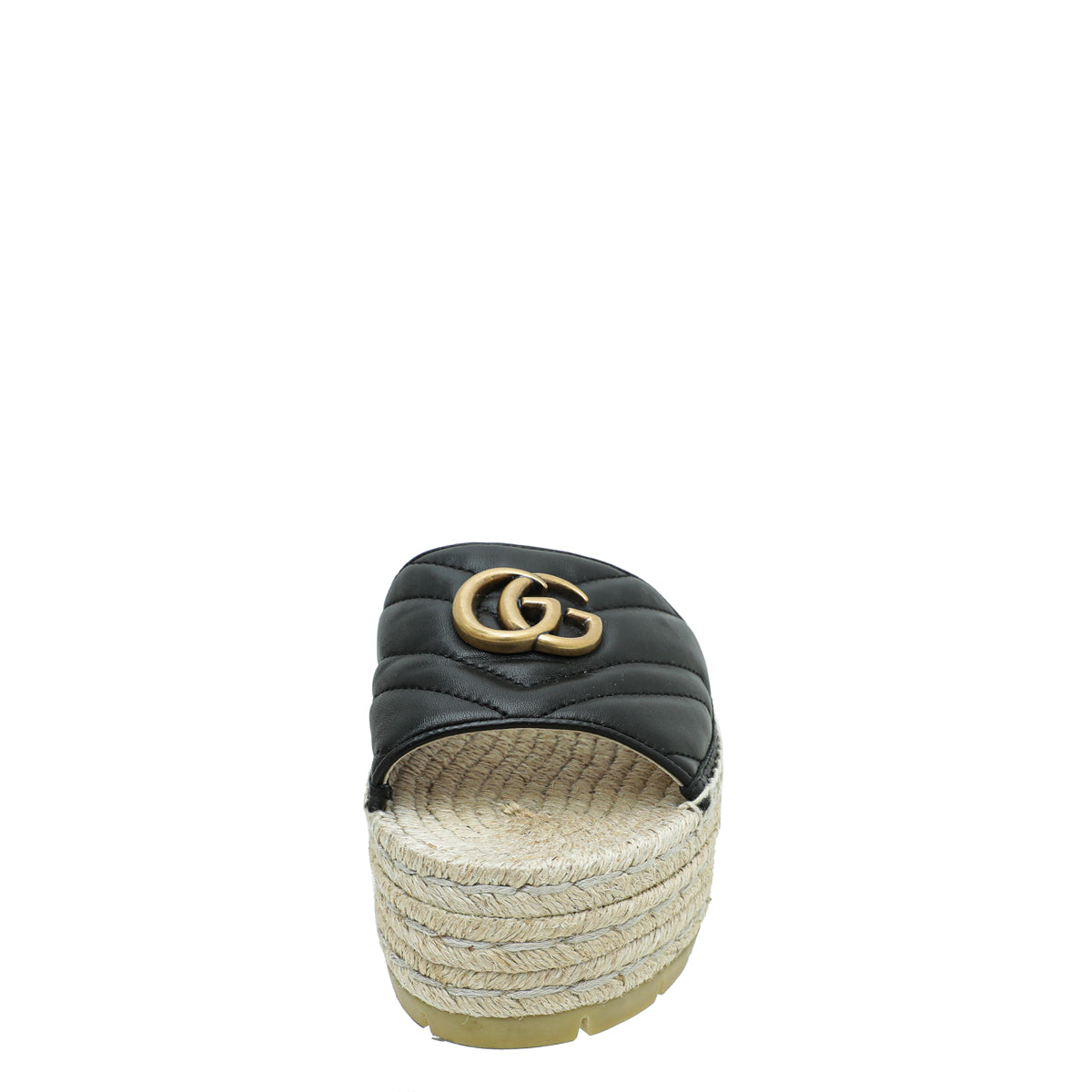 Gucci Black GG Marmont Platform Espadrille Mule 37-Gucci-THE CLOSET