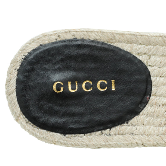 Gucci Black GG Marmont Platform Espadrille Mule 37