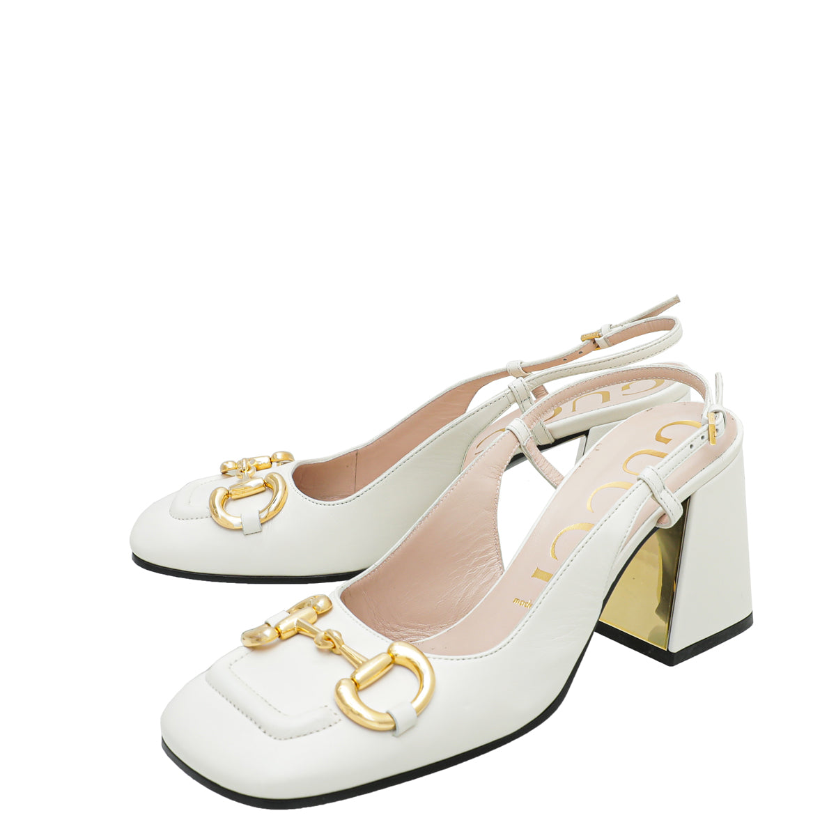Gucci White Horsebit Mid-heel Slingback 38-Gucci-THE CLOSET