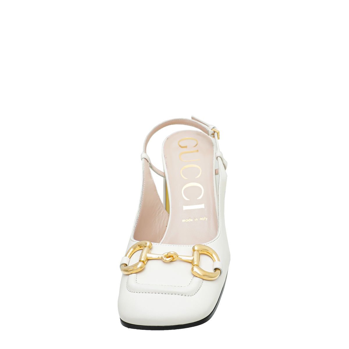 Gucci White Horsebit Mid-heel Slingback 38-Gucci-THE CLOSET