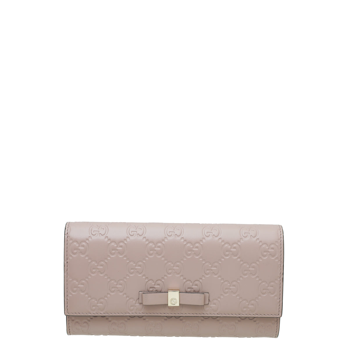 Gucci Baby Pink GG Guccissima Bow Continental Wallet-Gucci-THE CLOSET
