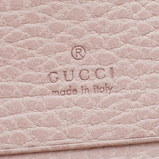 Gucci Pink GG Marmont Butterfly Card Case