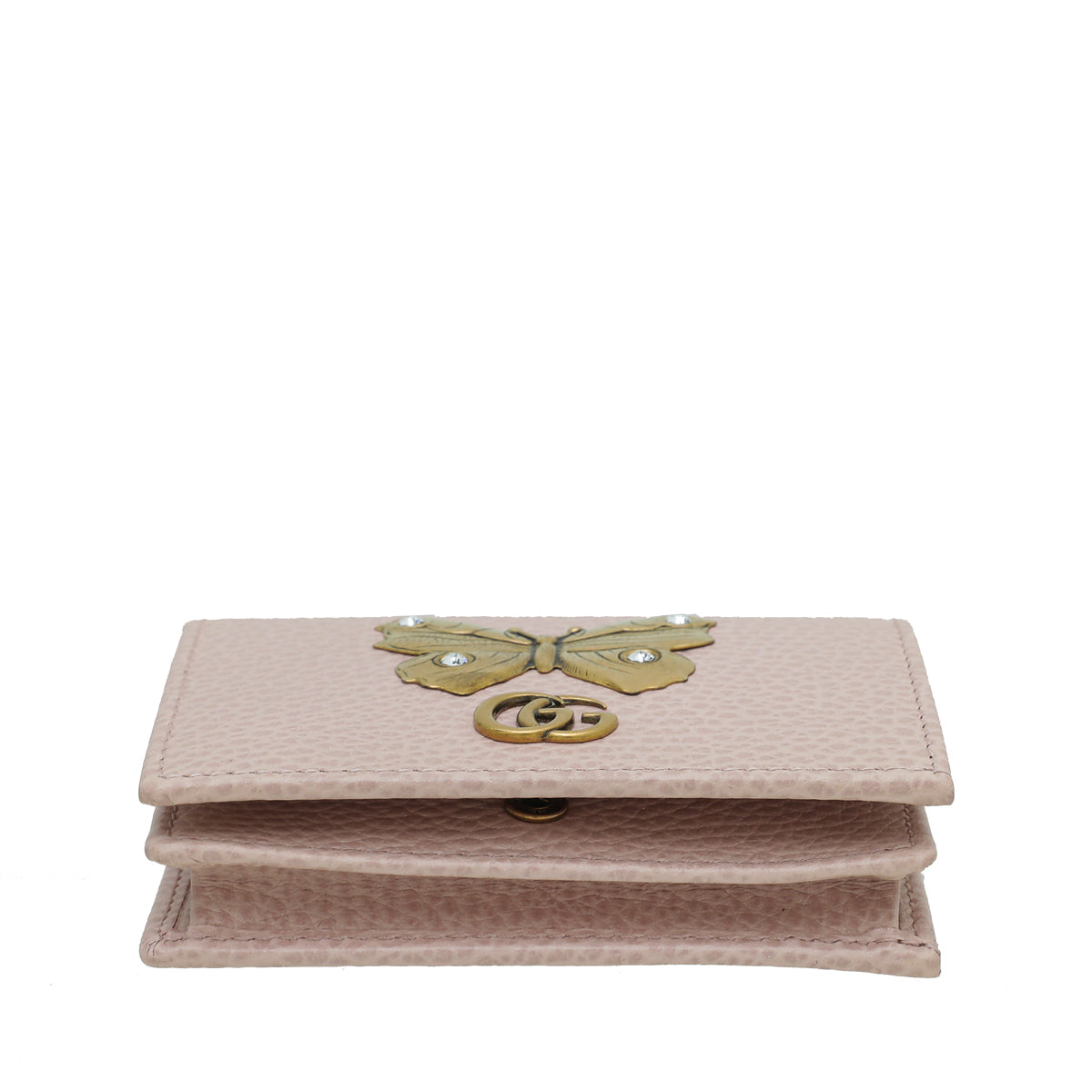 Gucci Pink GG Marmont Butterfly Card Case