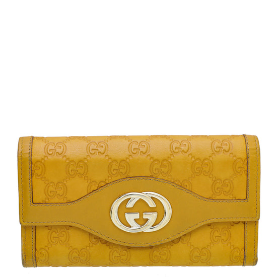 Gucci Yellow Guccissima Sukey Continental Wallet